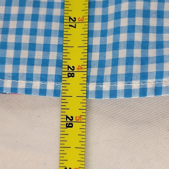 Coral Bay Blouse Size 2X Blue White Gingham Roll Tab Sleeves Button Cuff Pockets - Picture 6 of 9